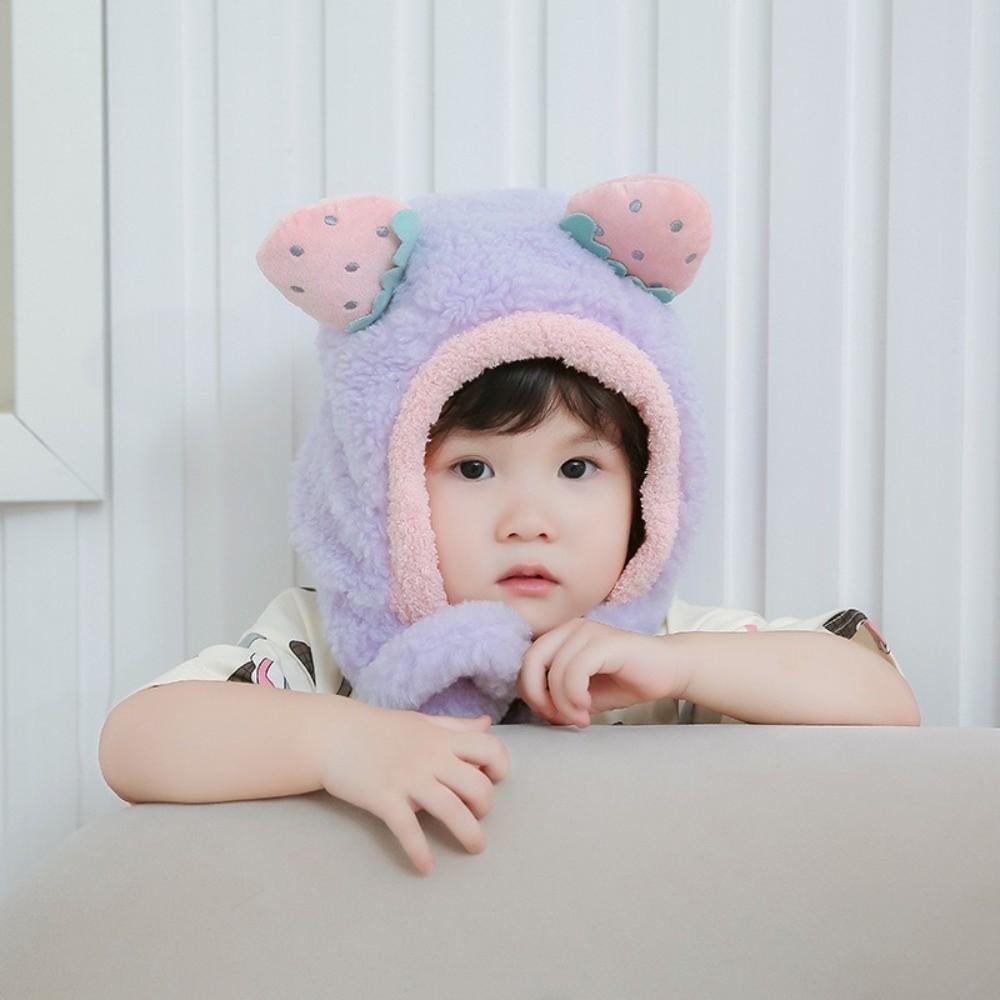 One-Piece Winter Baby Hat Scarf Plush Children Beanies Cap Cute Kids Hat Hooded Scarf