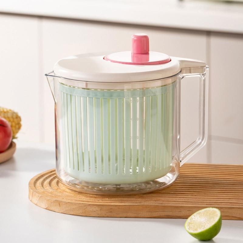 Practical Plastic Vegetable Fruit Dehydrator Spinner Bowl For Daily Cooking Drain Basket with Handle