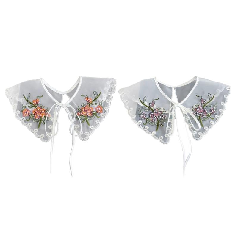 Elegant Lady False Collar Sewing Applique Necklines Decorative Coat Shirt Sweater Embroidery Flower False Collar