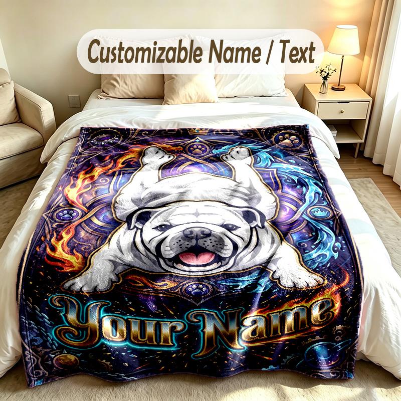 Dog Theme Custom Blanket Personalized Name & Text Customized Soft Warm Throw Blanket Home Decor