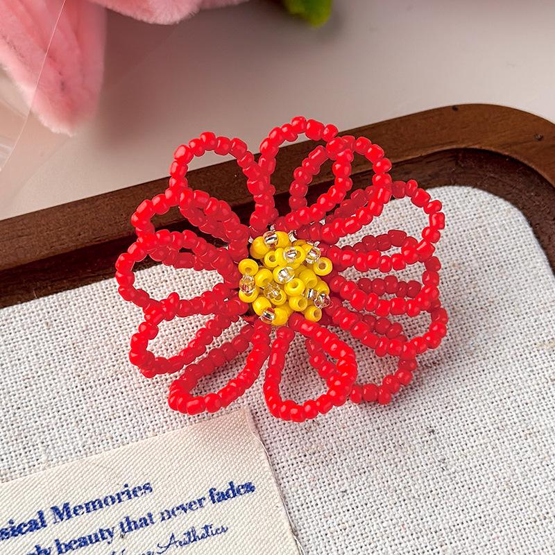 Sparkling Red Beaded Crystal Flower Shoe Clips Elegant Shoe Decor for Sandals Jelly Shoes Banquet Gift Choice