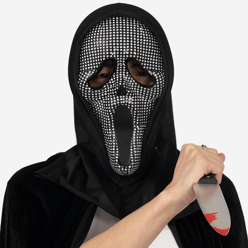 Maschera Diamante di Halloween Faccia da Fantasma Maschera Urlante Horror Maschere Fantasma Realistiche Spaventose Accessori Costumi Cosplay Divertent