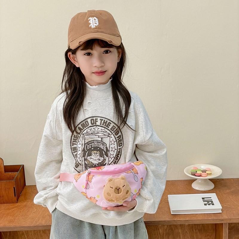 Printed Capybara Plush Crossbody Chest Bag Children Cartoon Leisure Waist Pack