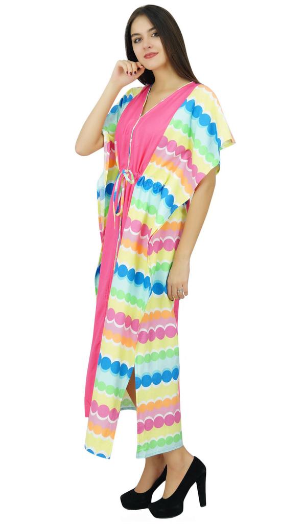 Bimbae Womens Long Cotton Pannel Caftan Designer Collection Beach Cover Up Kaftan