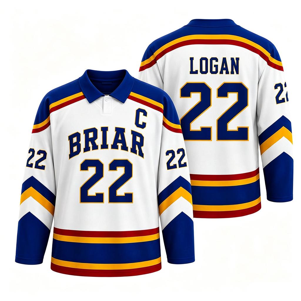 Men's Long Sleeve Ice Hockey Jersey Mesh Fabric Printed Number and Letter Design Classic Fit Polo Collar Sports Shirt