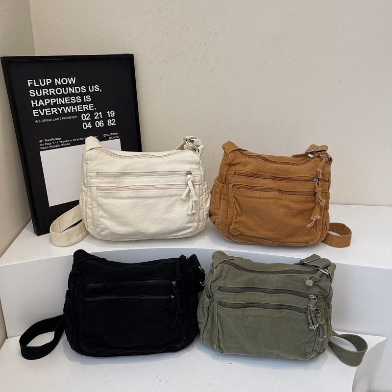 Płócienna torba damska o dużej pojemności na ramię, torba tote w stylu vintage, wielowarstwowa torba crossbody