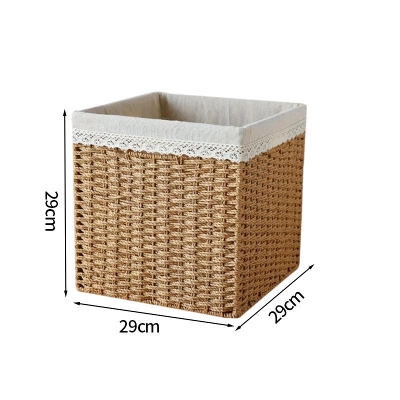 Imitation Wicker Storage Basket Large Hand Woven Storage Box For Bathroom Kitchen Drawer Clothes Sundries Storage Organizer