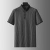 Camisa Polo Rayada de Seda Helada para Hombre de Tallas Grandes