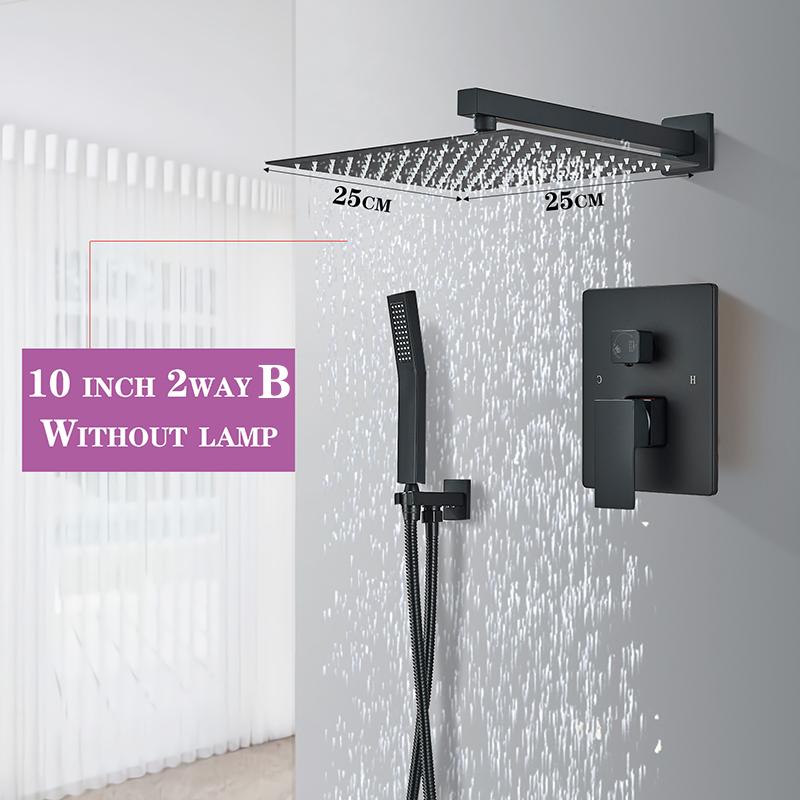 Matte Black LED  Bathroom Showe Faucet Rainfall Shower Head Bath Water Faucet Wall Mounted Bathtub Shower Mixer Tap Shower Set