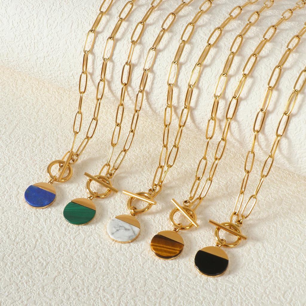 Fashionable Light Luxury Exquisite Necklace for Women, Versatile Personality Simple Natural Stone Pendant Collarbone Chain