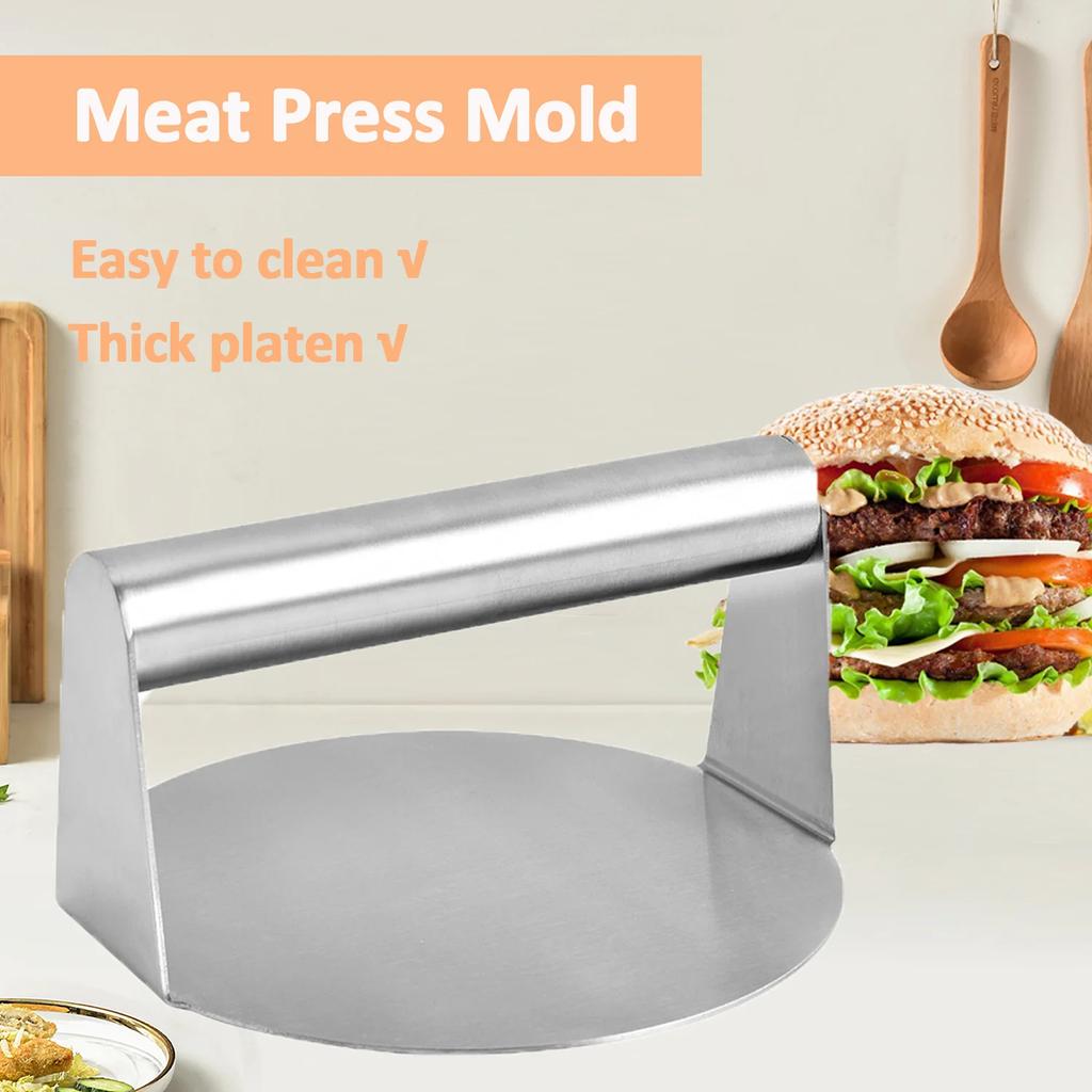 Runde Smash Burger Presse aus Edelstahl Hamburger Patties Fleischpresse Form für Deli Rindfleisch Pressplatte Stampfer Küchenzubehör