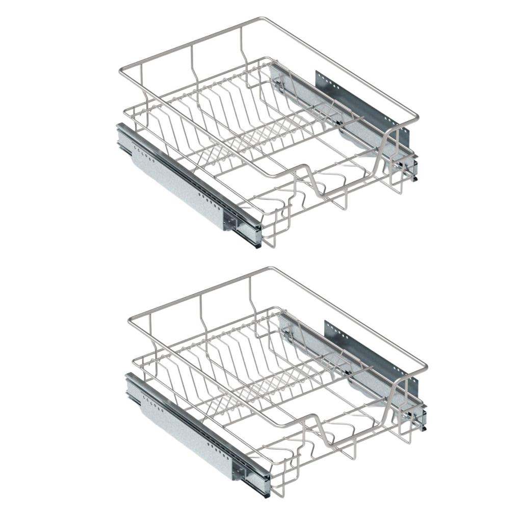 Extendable Kitchen Cabinet Organizer PullOut Drawer Storage Basket under Shelf Double
