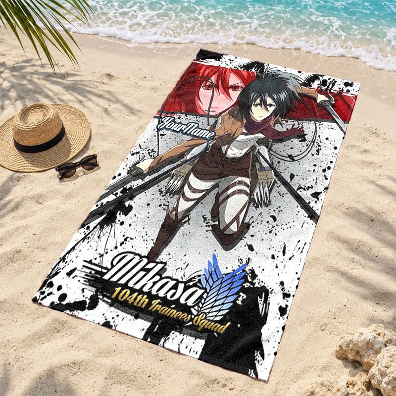 Attack on Titan Custom Name Beach towels also serve as bath towels summer essential a musthave for the outdoors the beach and the pool