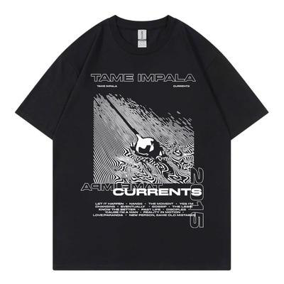 Tame Impala Currents Koszulki Graficzne Męskie Damskie Hip Hop Rock Krótki Rękaw Koszulka Modna Codzienna 100% Bawełna Koszulki Streetwear