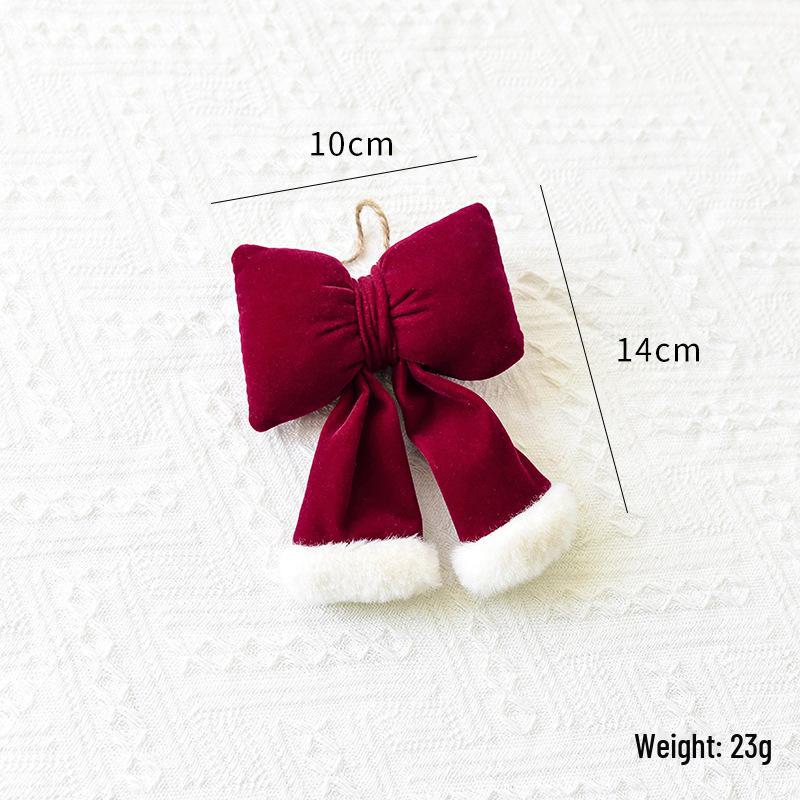 Large Red Velvet 3D Christmas Bow Pendant Ornament