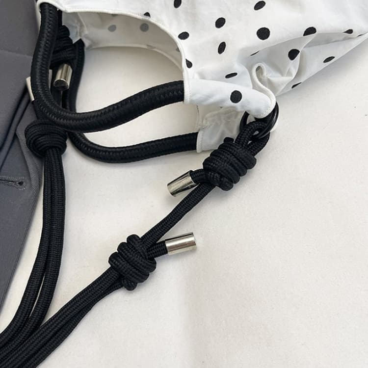 Vintage Polka Dot Drawstring Mini Bucket Bag