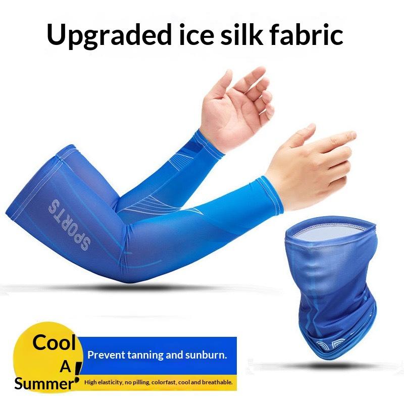 Breathable Ice Silk Arm Sleeves and Bandana for Cycling Outdoor Activities F