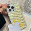 Custodia per Telefono Gialla a Strisce con Disegno del Sole per IPhone 17 Pro Max 16 15 14 13 12 11 Pro Max Plus 17Air 16E Texture Pieghettata Cover Morbida
