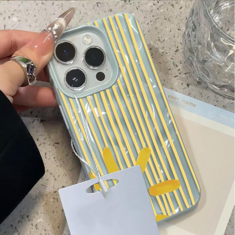 Custodia per Telefono Gialla a Strisce con Disegno del Sole per IPhone 17 Pro Max 16 15 14 13 12 11 Pro Max Plus 17Air 16E Texture Pieghettata Cover Morbida