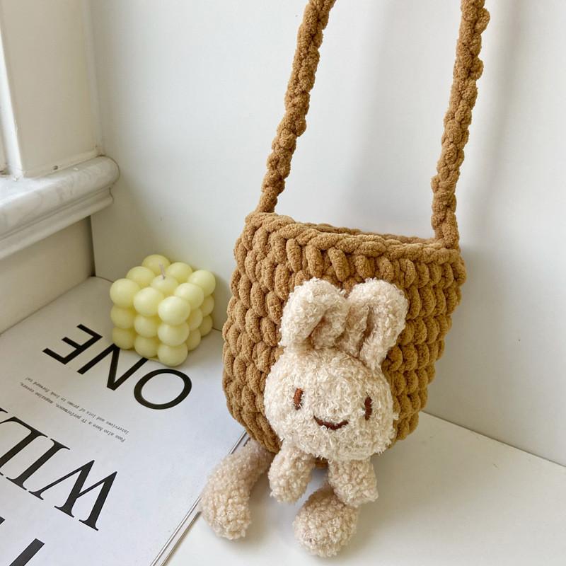 Adorable Korean Style Children's Cute Rabbit Knit Yarn Shoulder Bag For Girls
