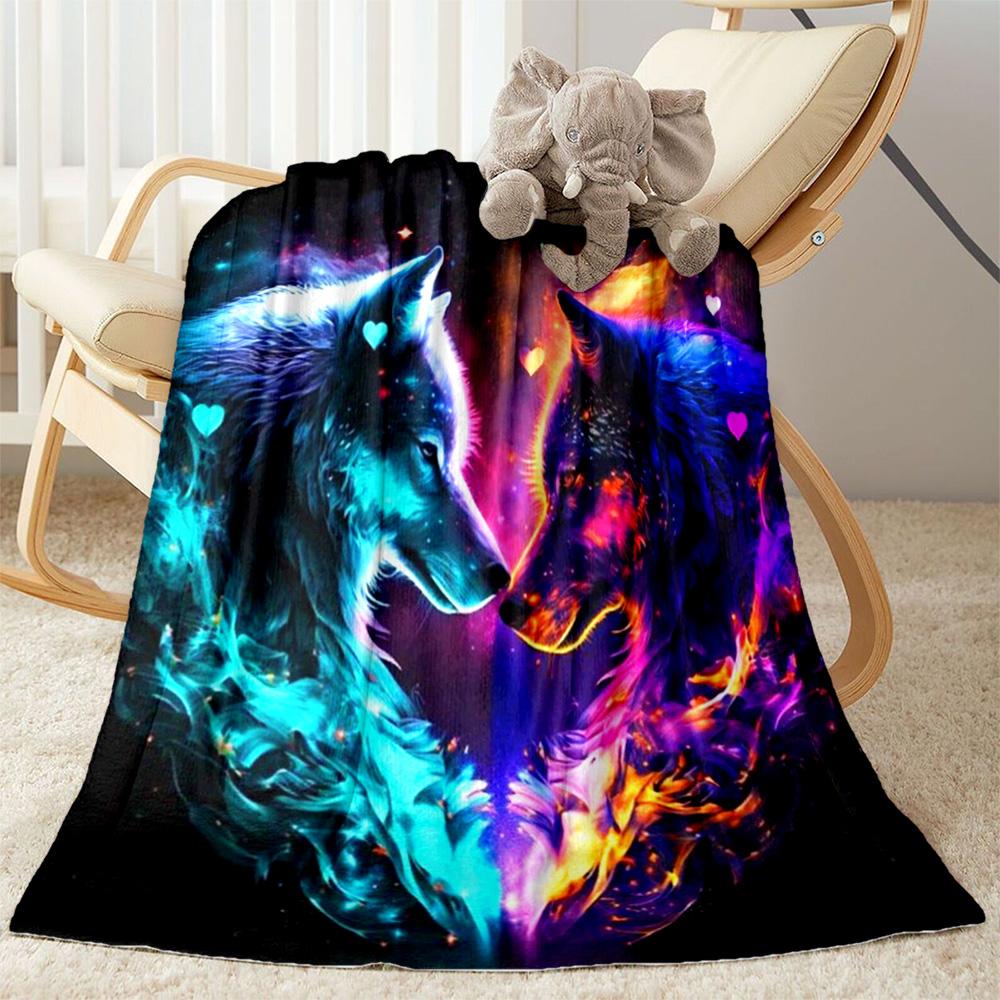 Wolf Moon Reflection Blanket,Suitable for sofas, offices, travel, living rooms, Gifts to relatives and friends, Blanket,Suitable for all seasons.