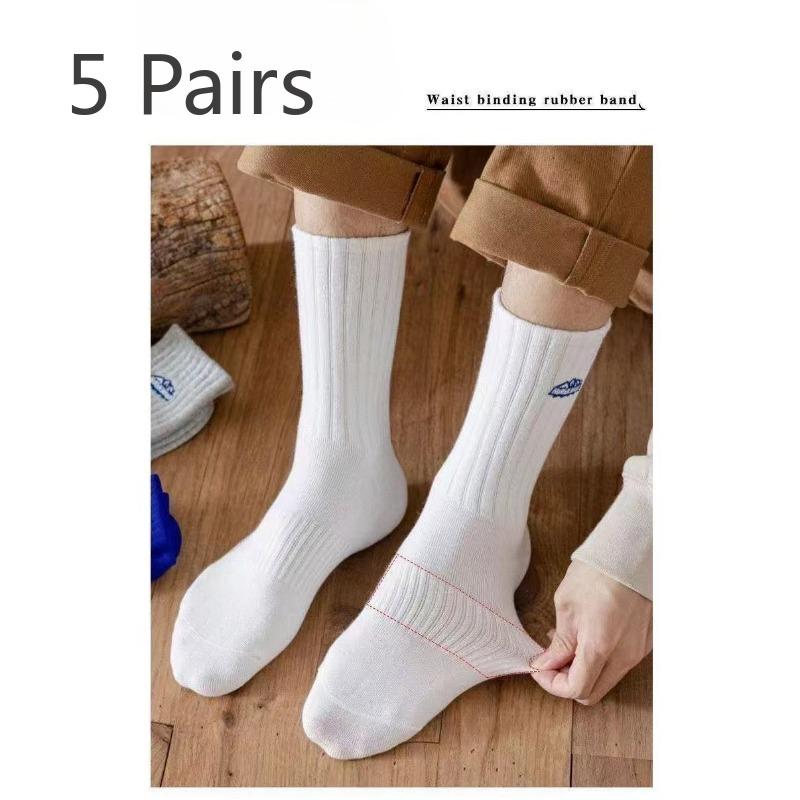 5 Pairs of Sports Socks for Men and Women with The Same Paragraph Thin Spring, Summer and Autumn Models of Mid-calf Socks Embroidery Socks Sports