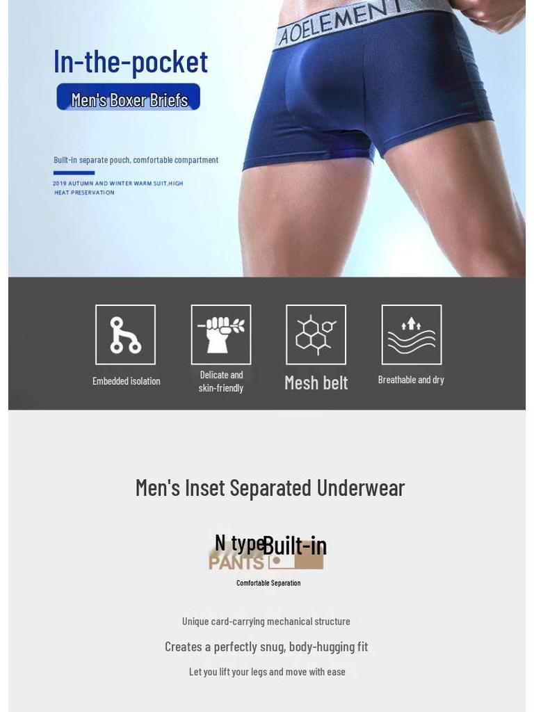 Men's Anti-Displacement U-Convex Varicocele Boxer Briefs with Scrotal Support Pouch