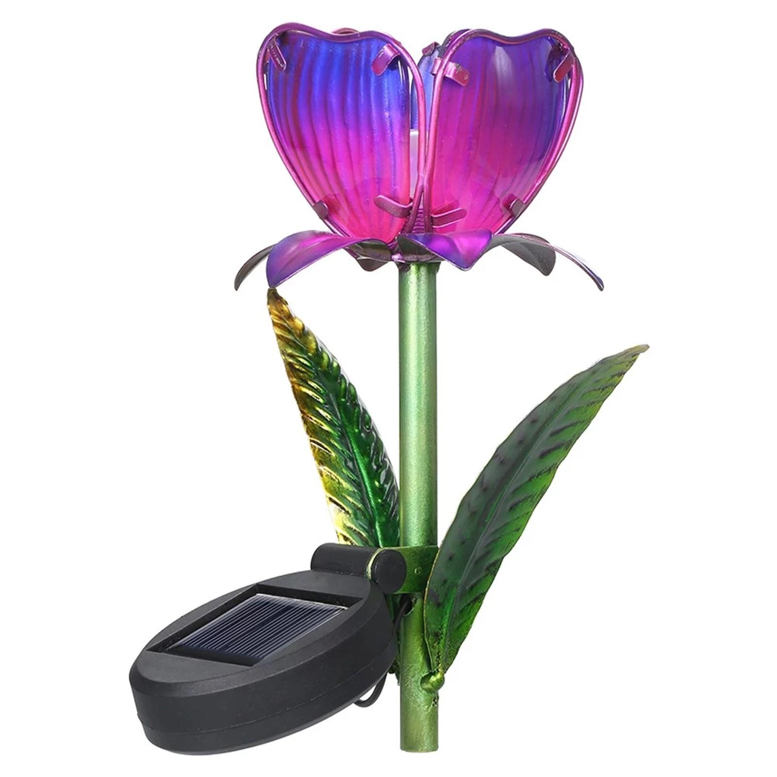 

Solar Powered Garden Stake Light, Waterproof LED Flower Lamp for Outdoor Pathway, Yard Decoration, Purple Tulip Design фиолетовый