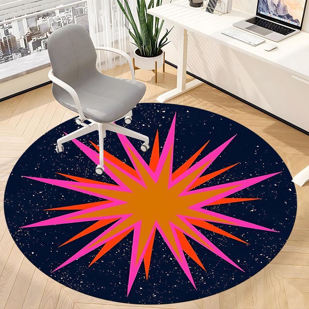 1pc Cosmic Burst Chair Carpet for Office, Round Non Slip Durable Large Size Office Carpet, Suitable for Office