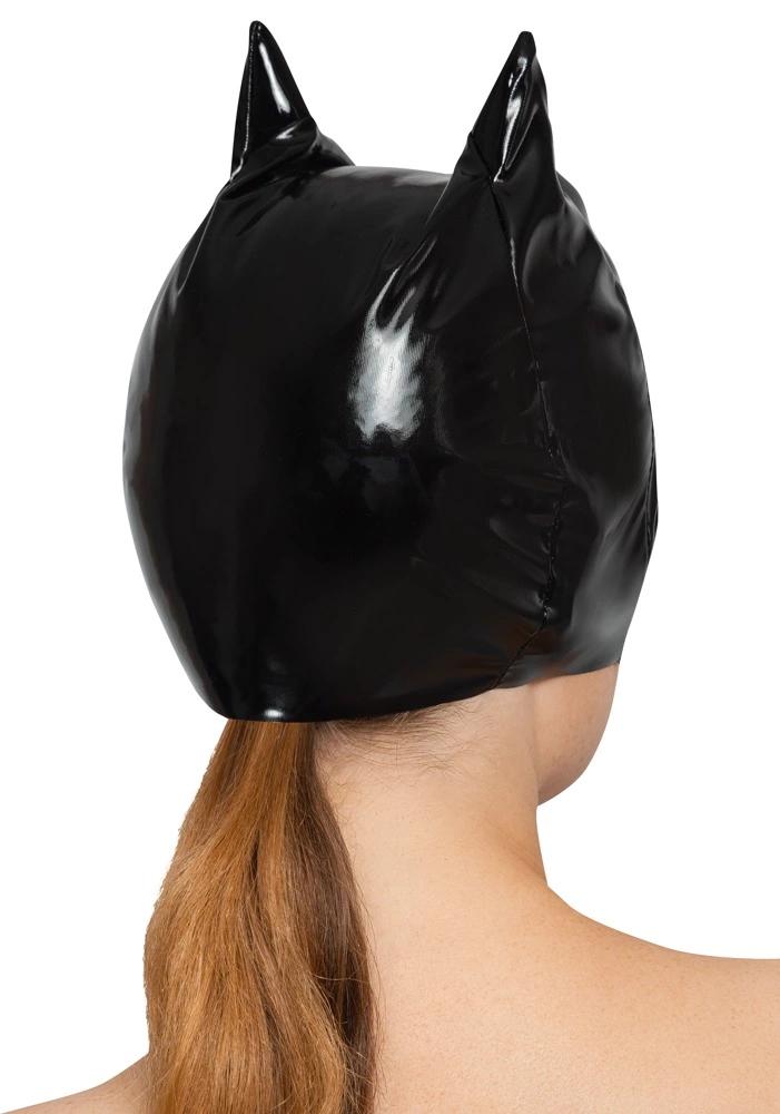Schwarz Level - Vinylmaske mit Katzenohren Schwarz SL