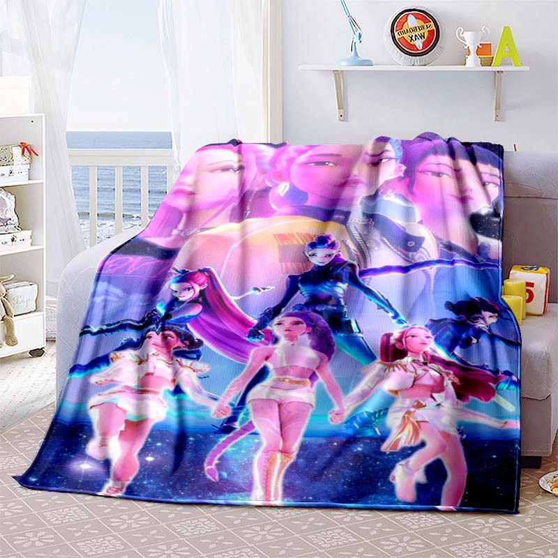 K-Pop-Demon-Hunters Blanket Hot Anime Flannel Blanket Fan Gift Suitable for Home Leisure Camping Travel Multifunctional Blanket1