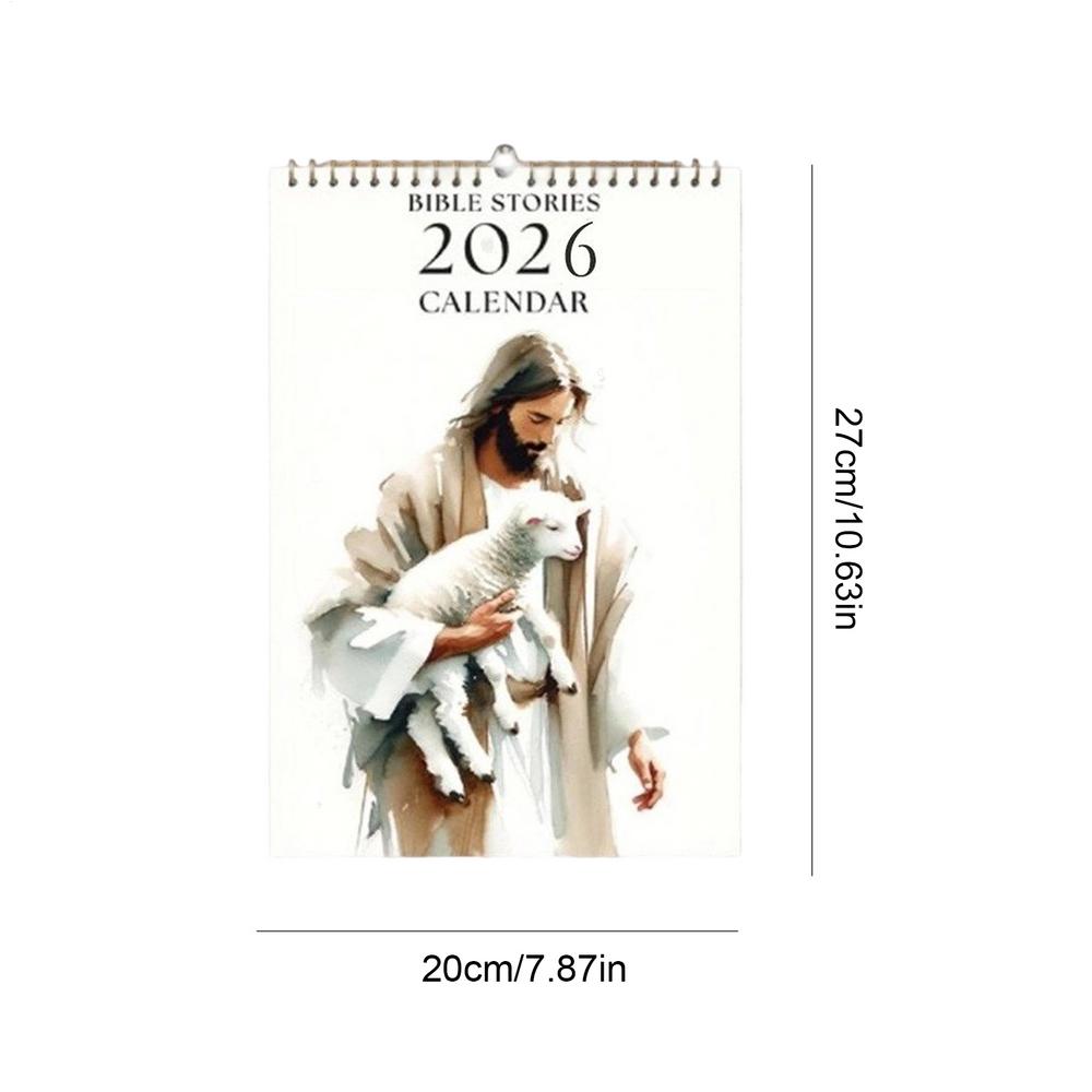 2026 Wall Calendar 2026 Wall Monthly Calendar Bible Story Inspirational Christian Planner Art Religious Office Home Decoration