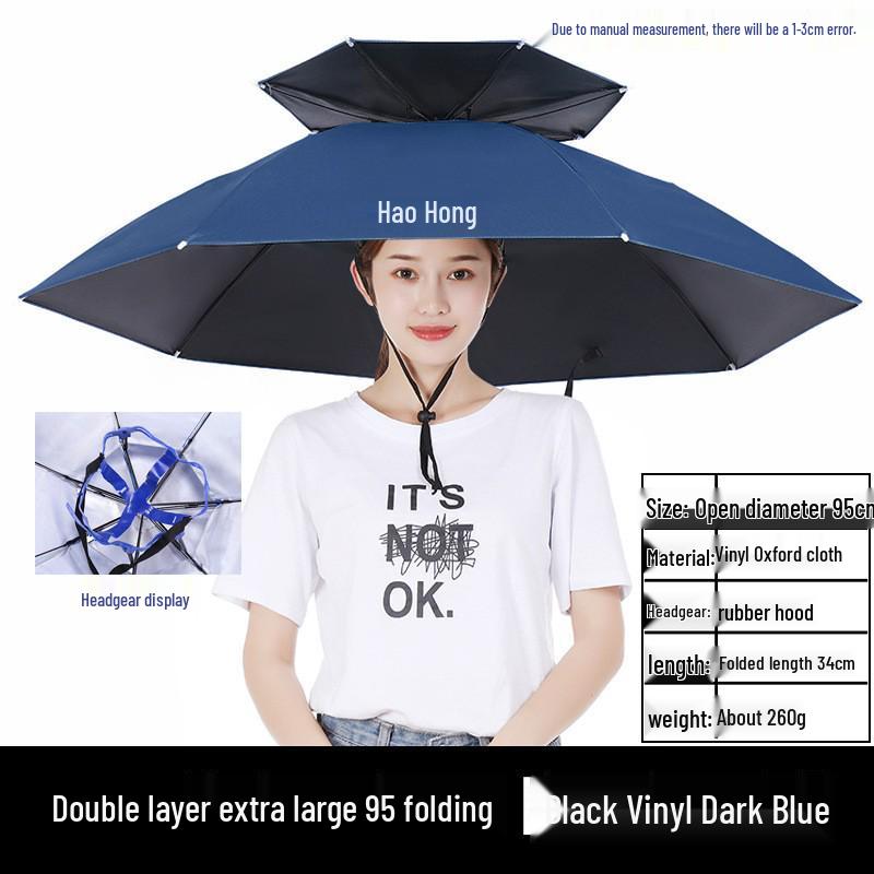 Large Sunshade and Rain Umbrella Hat: Head-Mounted, Fishing, Tea Picking, and Sun Protection Cap