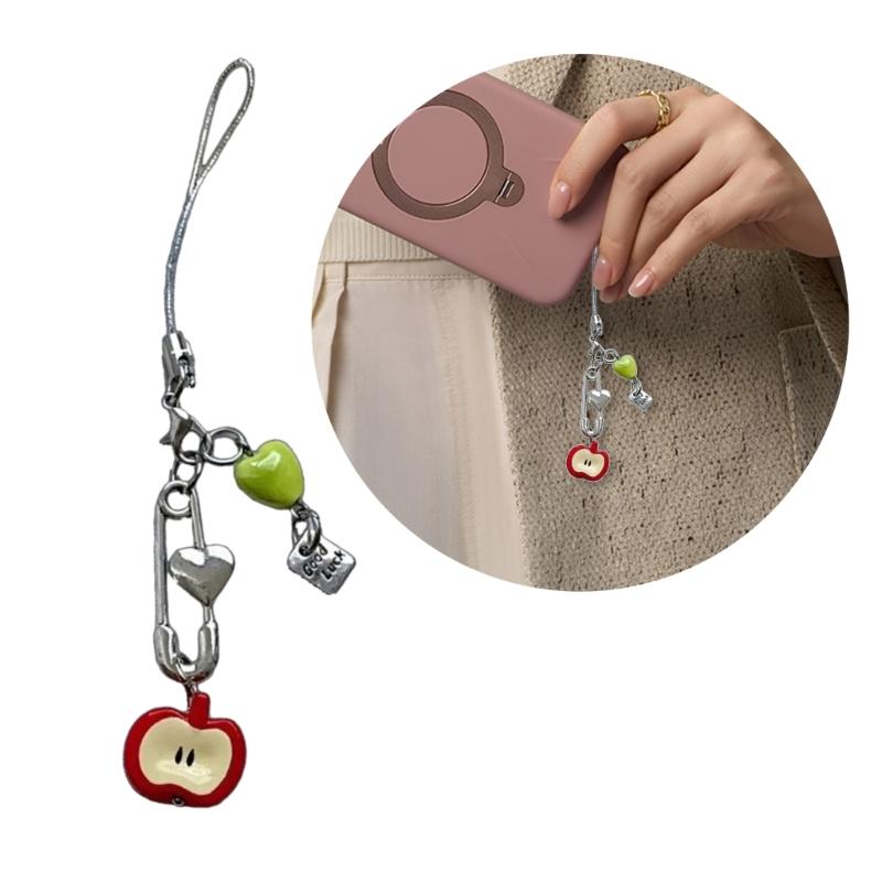 Handmade 3D Fruit Phone Charm Resin Beaded Keychain Fashion Bag Accessory Suitable for Phone and Schoolbag Bag and Key