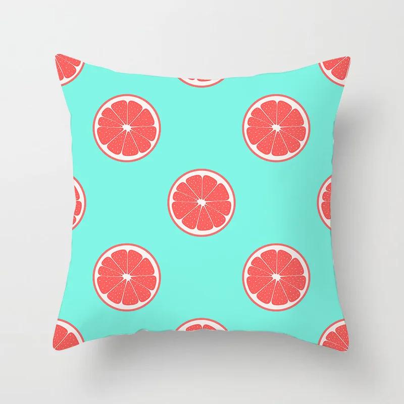Lemon Water Pattern Watermelon Red Blue Polyester Throw Pillow Waterproof Oilcloth Car Interior Sofa Decoration Pillowcase 40911