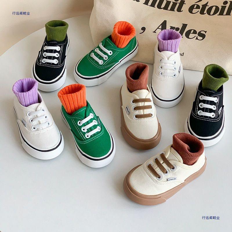 Baby canvas shoes spring and autumn new children's one-pedal casual shoes boys and girls board shoes students white shoes tide