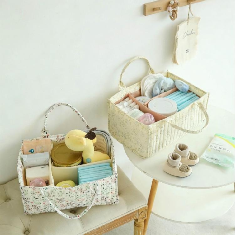 Floral Diaper Organizer Basket Practical Design For Neatly Storing Infant Supplies Diaper Basket Basket
