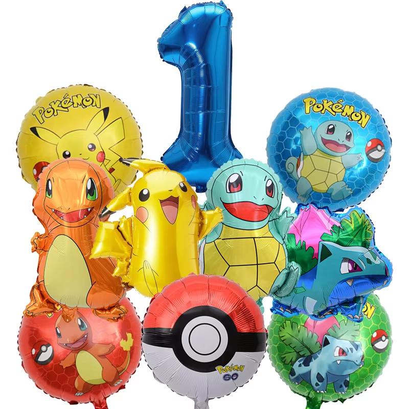 Balloon Monster Set Birthday Party Decoration Aluminum Film Balloon Vibrant Multi-Colored Balloon Pikachu Children'S Party Supplies