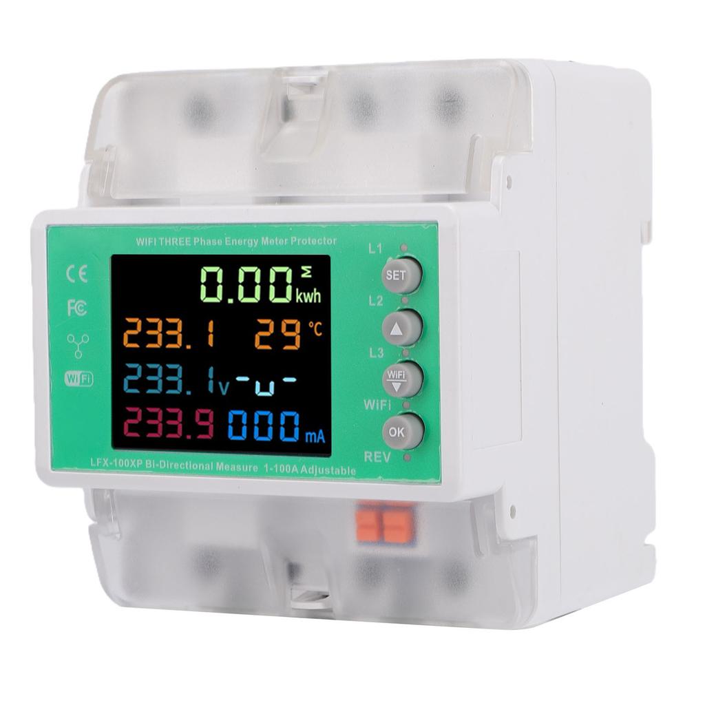 3 Phase Energy Meter Protector Support for Tuya WiFi Intelligent 4 Wire Multifunctional 100A Phone Remote Control with