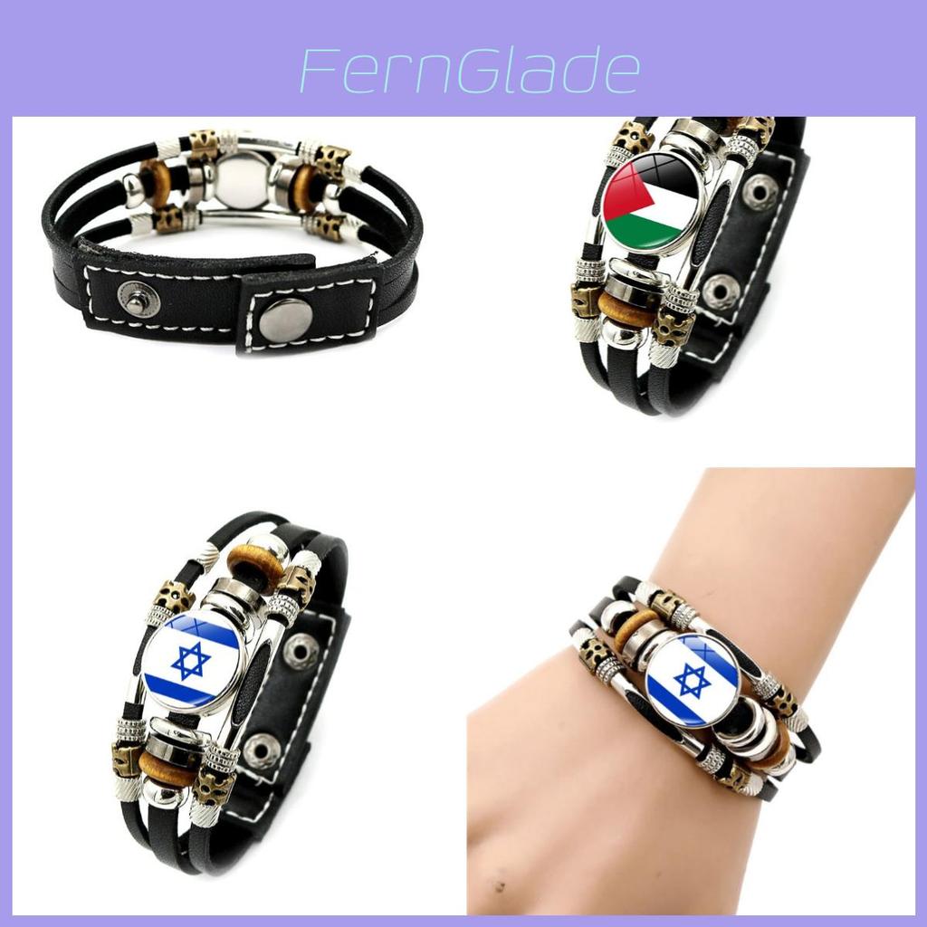 Israeli Palestinian Leather Bracelet European And American Punk Style Multilayered Beaded Bracelet