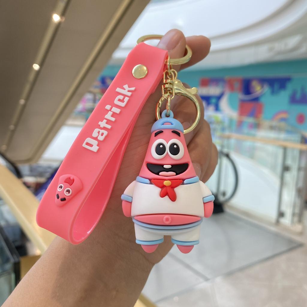 Anime Spongebob Squarepants Keychain Patrick Star Kawaii PVC Toys Keychain Backpack Charm Birthday Gift For Kid