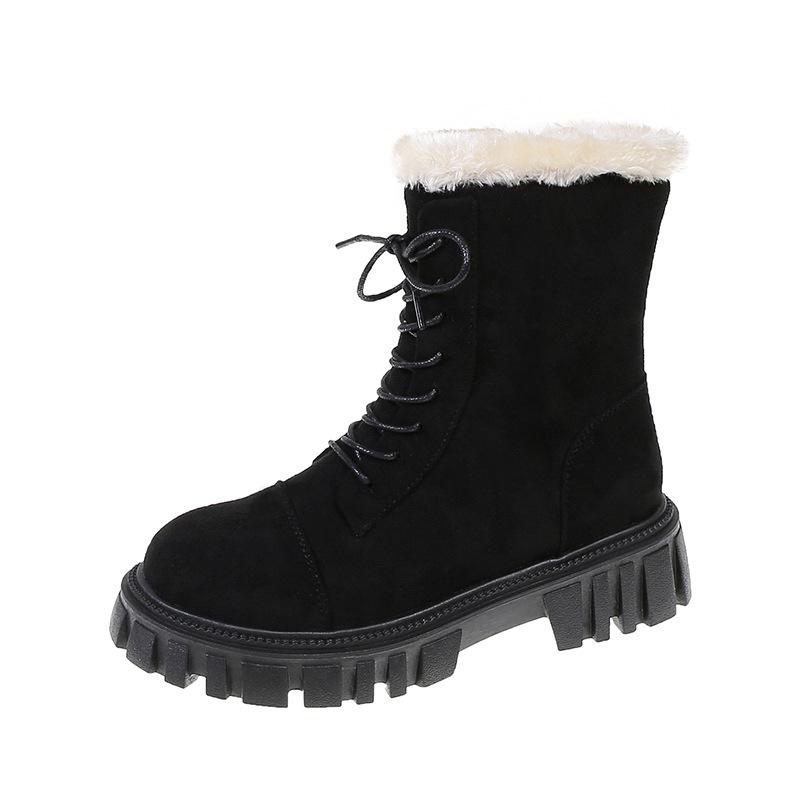 Casual snow boots women's autumn and winter new warm and velvet medium tube Hong Kong style fashion short boots children