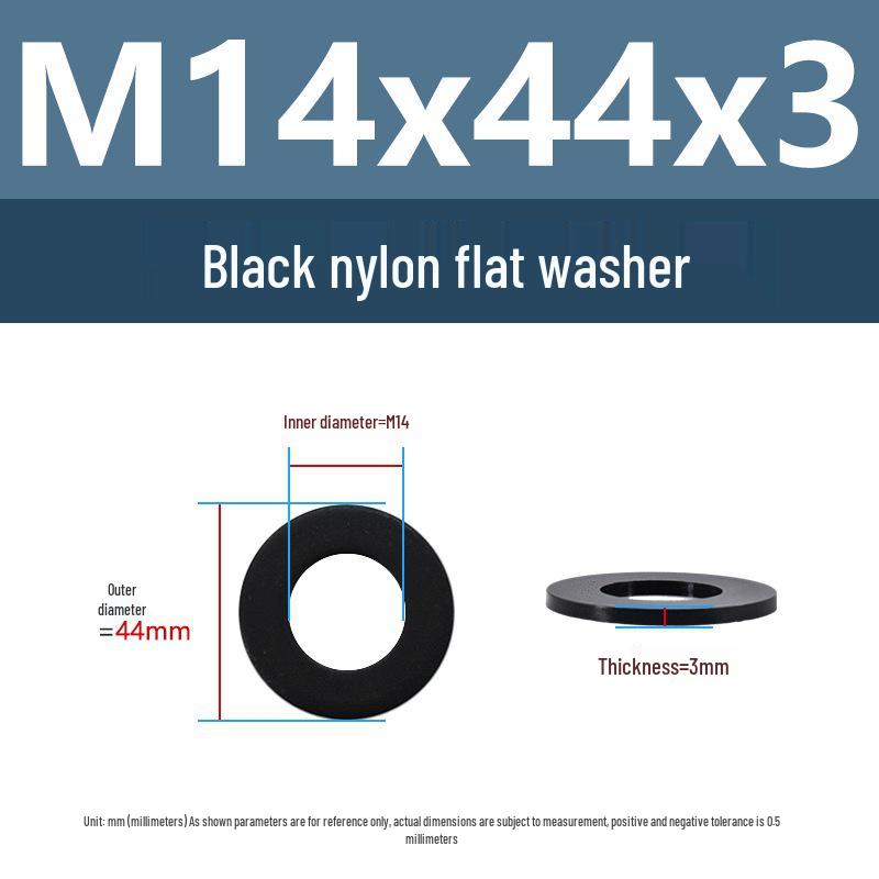Yigu High-Temperature Insulated Black Nylon Flat Washer (M2, M3, M10, M16, M24)