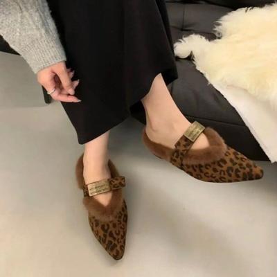 2024 Brand Women's Shoes Baotou Women's Slippers Fashion Leopard Print Daily Slippers Women New Metal Decoration Flat Slippers