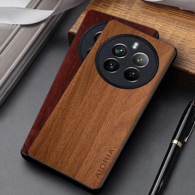 Hoesje voor Realme 12 Pro Plus 5G coque eenvoudig lichtgewicht houten patroon pu lederen hoes voor realme 12 plus hoesje funda