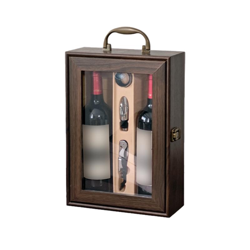 Lacquered Wooden Box Red Wine Packaging General Gift Box High-Grade Wine Bag Single and Double for Friends Partys