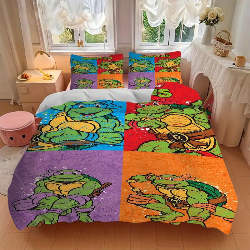 3pc Turtles TMNT Bedding Set Guest Room Bedroom Decor Christmas Halloween Decor Gifts- All Seasons (No Insert)a1013164