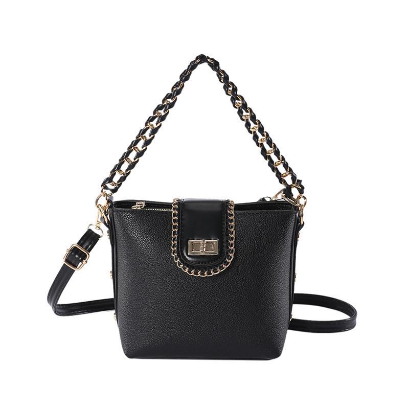 Fashionable Soft Pu Leather Chain Shoulder Bag With Multiple Compartments чёрный