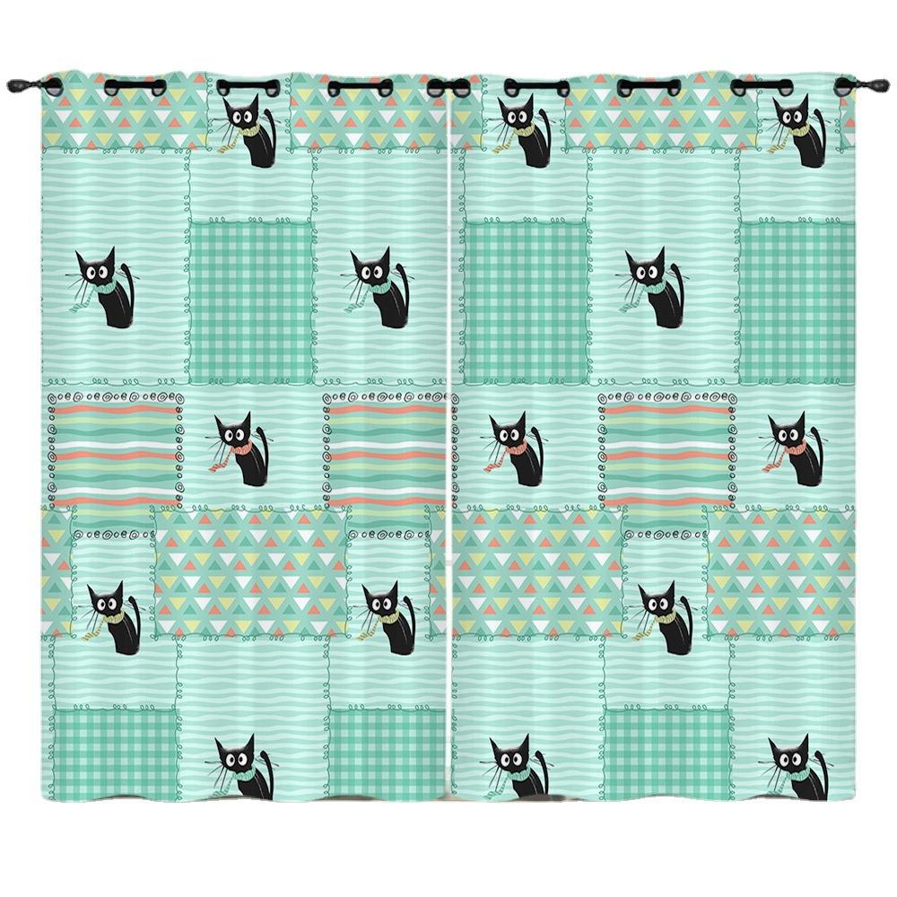 Curtain Cartoon Animal Animation Kitten 3D Digital Printing Blackout Curtain 3D Three-Dimensional Printing