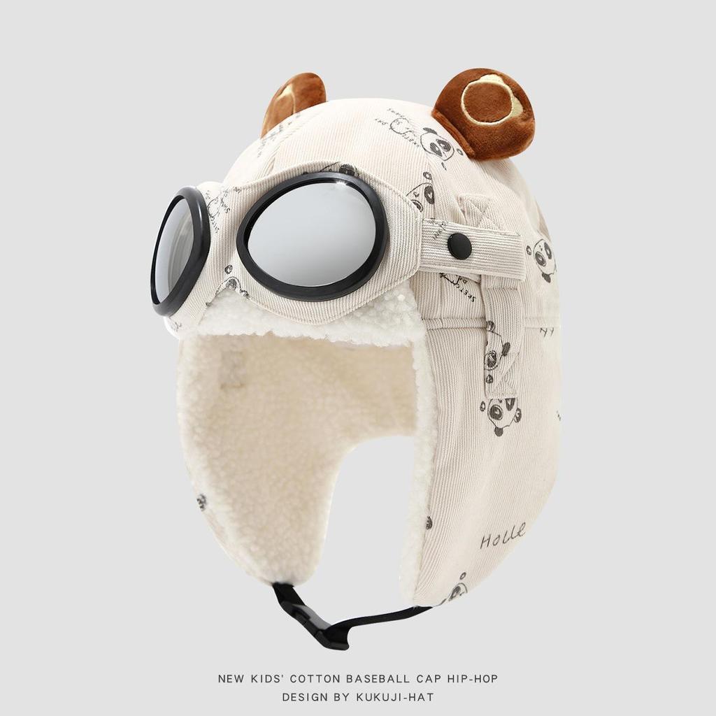 Children's Fleece-Lined Pilot Hat: Warm, Windproof Ear Protection for Boys and Girls - Perfect for Autumn and Winter